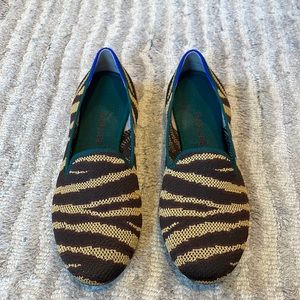 Rothy’s Brown Cream Zebra Print Loafers